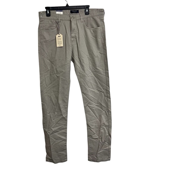 New Mens Ballin Crescent Stretch Garment Dyed Lino Grey Cotton Linen Blend Pants - Picture 1 of 8